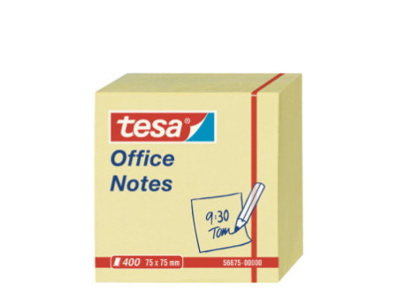 tesa Bloc cube avec notes adhésives Office Notes, 75 x 75 mm
