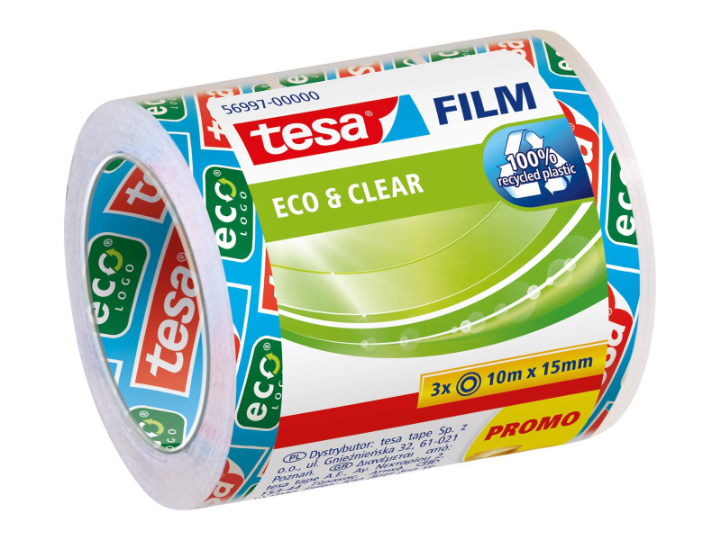 tesa Film Ruban adhésif Eco & Clear pack éco, 15 mm x 10 m