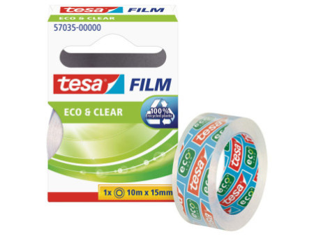 tesa Film Ruban adhésif Eco & Clear, 15 mm x 10m,transparent