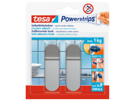 tesa Powerstrips Crochet adhésif SMALL, métal, long