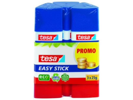 Tesa ecoLogo Bâton de colle Easy Stick, pack promo 3x 25 g