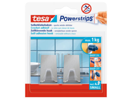 tesa Powerstrips Crochet adhésif SMALL, métal, rectangulaire