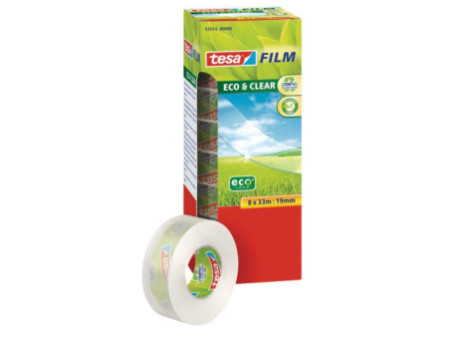 tesa Film Ruban adhésif Eco & Clear pack éco, 19 mm x 33 m