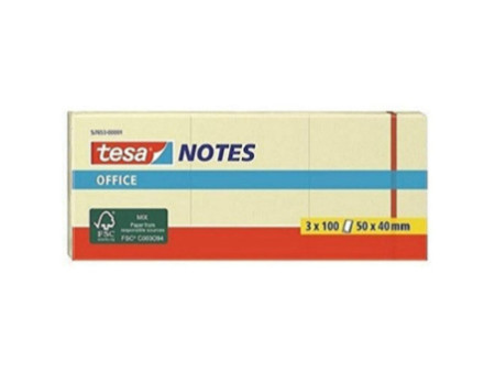 tesa Bloc standard adhésif Office Notes, 50 x 40 mm, jaune