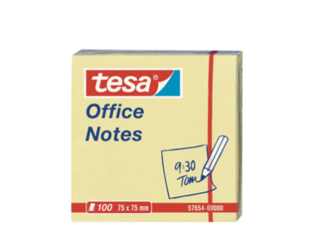 tesa Bloc standard adhésif Office Notes, 75 x 75 mm, jaune