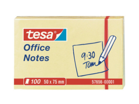 tesa Bloc standard adhésif Office Notes, 50 x 75 mm, jaune