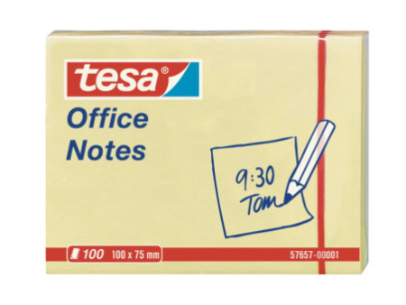 tesa Bloc standard adhésif Office Notes, 100 x 75 mm, jaune