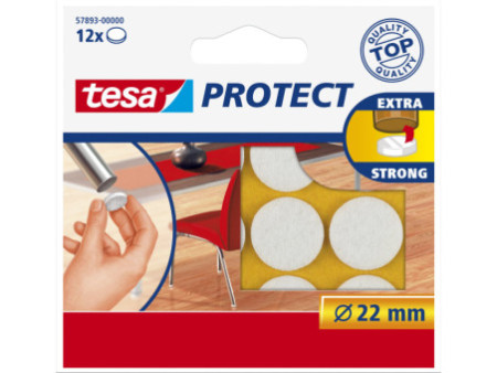 tesa Protect Patin en feutrine, diamètre: 22 mm, blanc