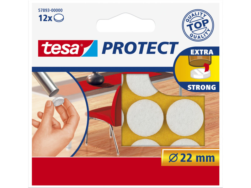 tesa Protect Patin en feutrine, diamètre: 22 mm, blanc