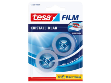 tesa Film Ruban adhésif transparent, 2 rouleaux, 19 mm x10 m