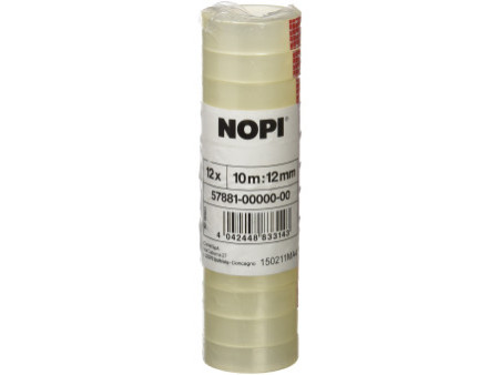 NOPI Ruban adhésif, pack filmé, 12 mm x 10 m, transparent