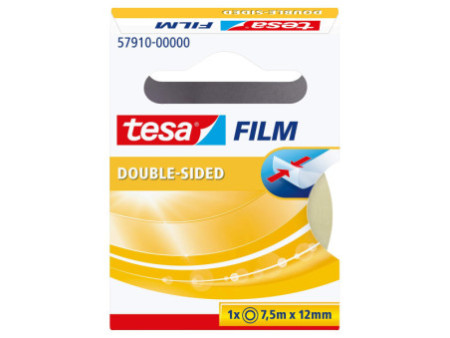 tesa Film Ruban adhésif double face,12 mm x 7,5m,transparent