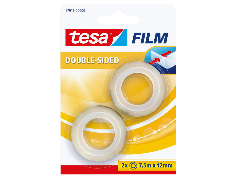 tesa Film Ruban adhésif double face,12 mm x 7,5m,transparent