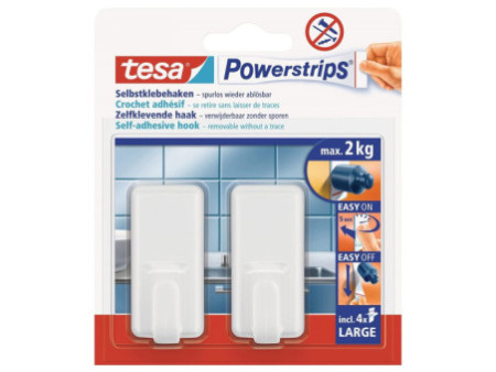 tesa Powerstrips Crochet adhésif LARGE classic, blanc
