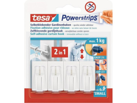 tesa Powerstrips Fixation adhésive pour rideaux Vario, blanc