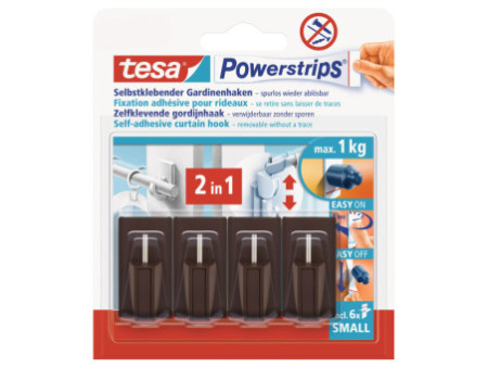 tesa Powerstrips Fixation adhésive pour rideaux Vario,marron
