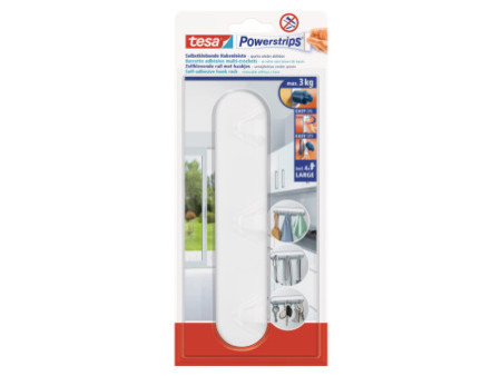 tesa Powerstrips Bande adhésive à 3 crochets, blanc