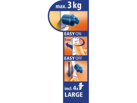 tesa Powerstrips Bande adhésive à 3 crochets, chromé