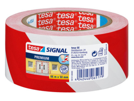 tesa Signal Bande de marquage au sol Premium, rouge / blanc