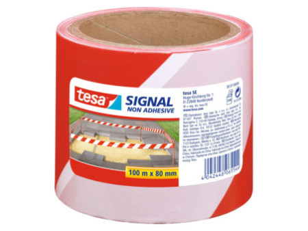 tesa Signal Bande de sécurité, non adhésif, rouge / blanc