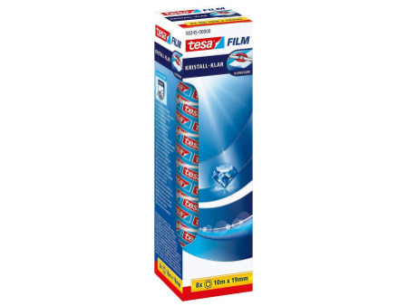 tesa Film Ruban adhésif, pack de 8, 19 mm x 10m, transparent