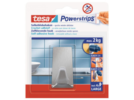tesa Powerstrips Crochet adhésif LARGE, métal, rectangulaire