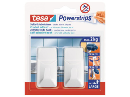 tesa Powerstrips Crochet LARGE rectangle, blanc