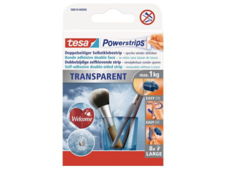 tesa Powerstrips TRANSPARENT, fixation: max. 1,0 kg