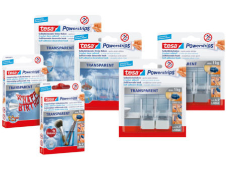 tesa Powerstrips Crochet adhésif LARGE, transparent / chrome