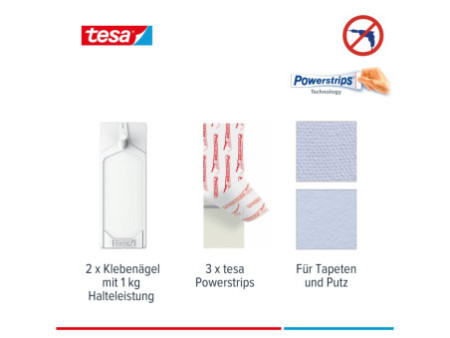tesa Powerstrips Clou adhésif pour papier peint et plâtre