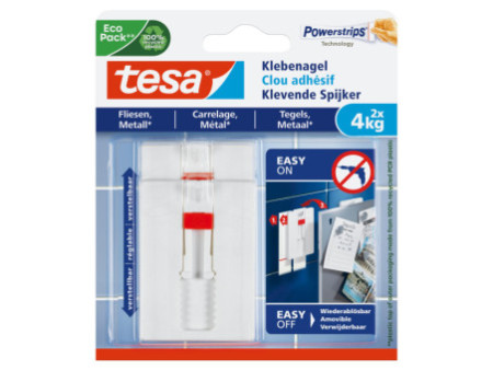 tesa Powerstrips Clou adhésif pour carrelage et métal, 4,0