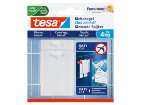 tesa Powerstrips Clou adhésif pour carrelage et métal, 4,0