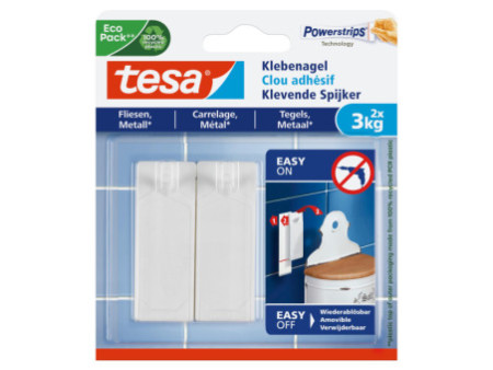 tesa Powerstrips Clou adhésif pour carrelage et métal, 3,0
