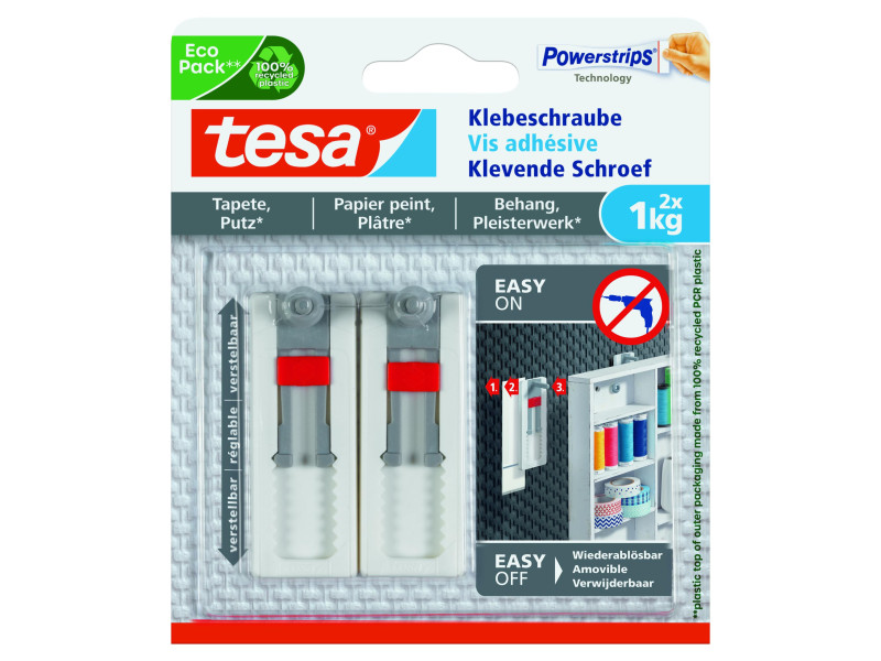 tesa Powerstrips Vis adhésive pour papier peint/plâtre,