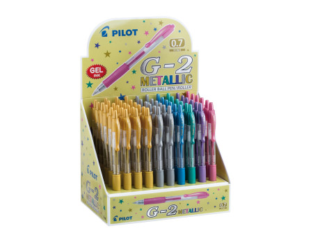 PILOT Stylo à encre gel G2 07 METALLIC, présentoir de 60