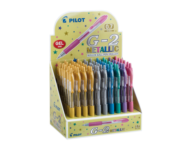 PILOT Stylo à encre gel G2 07 METALLIC, présentoir de 60