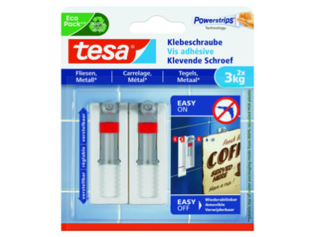 tesa Powerstrips Vis adhésive pour carrelage/métal, blanc