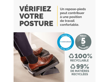 Fellowes Repose-pieds Refresh, en plastique, noir