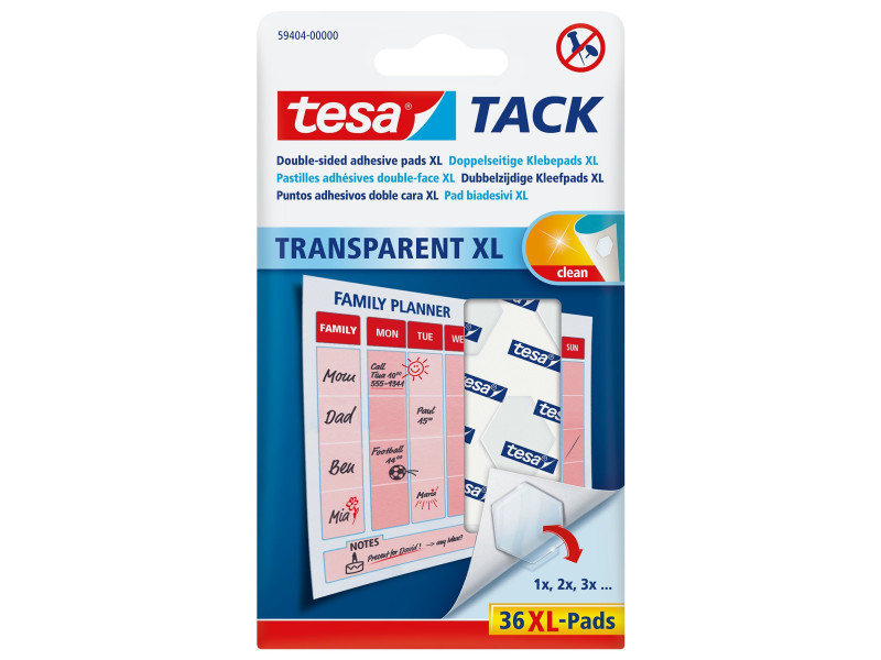 tesa TACK Pastilles adhésives XL, double face, transparent