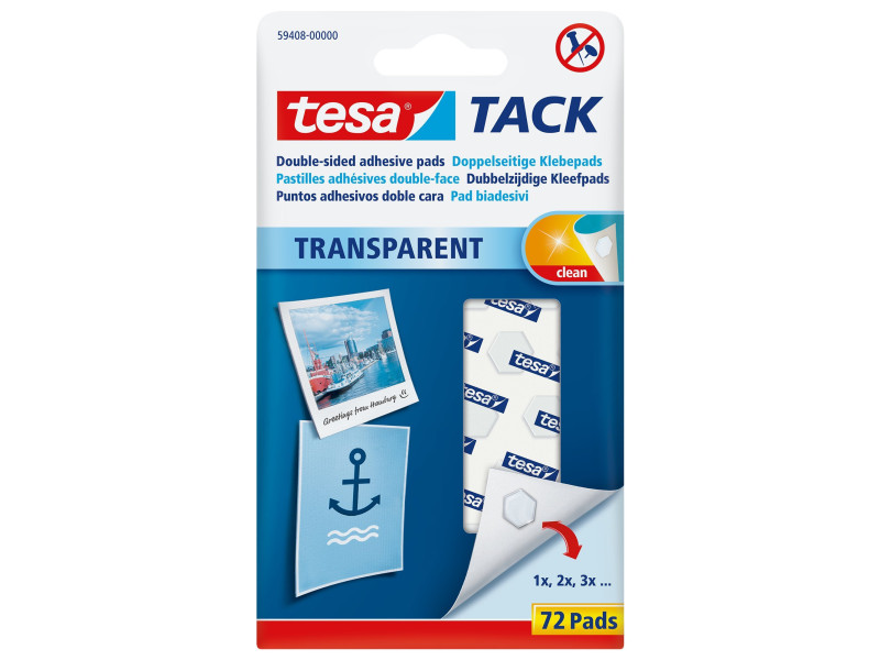 tesa TACK Pastilles adhésives, double face, transparent
