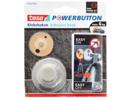 tesa Powerbutton Crochet adhésif Classic, rond