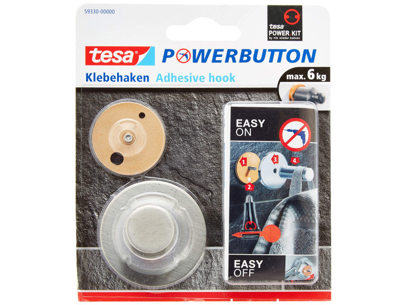 tesa Powerbutton Crochet adhésif Classic, rond