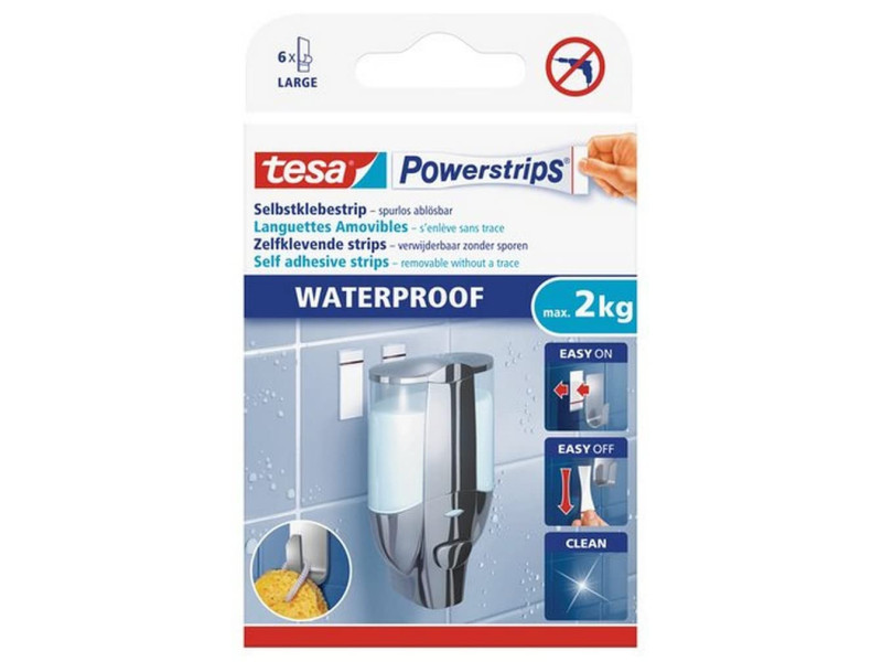 tesa Powerstrips Pastille adhésive LARGE WATERPROOF, blanc