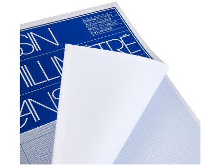 CANSON Bloc de papier millimétré, A3, 90 g/m2, bleu