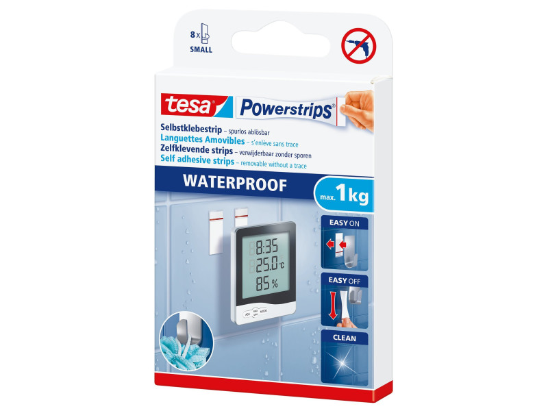 tesa Powerstrips Pastille adhésive SMALL WATERPROOF, blanc