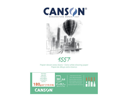CANSON Bloc à dessin 1557, A4, 180 g/m2, 30 feuilles
