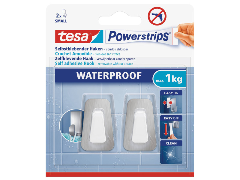 tesa Powerstrips Crochet WATERPROOF Small, métal/plastique