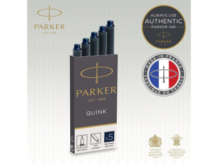 PARKER Cartouches d'encre longues QUINK, bleu-noir