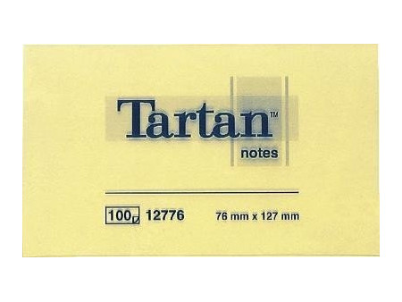 Tartan Bloc-notes repositionnable, 127 x 76 mm, jaune