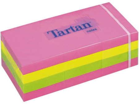 Tartan Bloc-notes repositionnable, 38 x 51 mm, assorti fluo